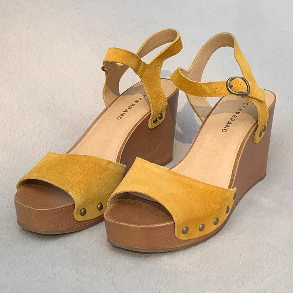 Lucky Brand Zashti Suede Platform Wedges Sz8 NWT